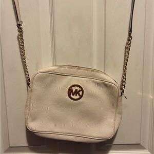 Michael Kors Ivory Crossbody Bag with Gold Accents